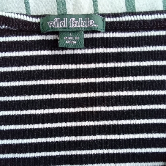 Womans L Wild Fable Black and White Tie Front Crop Blouse - Picture 2 of 4